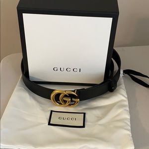 Gucci Leather Belt With Double Black G